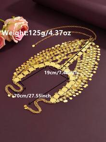 Eid Festival Accessories, Shiny Gold Forehead Chain Headpiece, Arabic Women Wedding Dress Jewelry - Gold - View 4