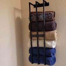 1PCS Wall Mounted Towel Rack Bath Storage Holder Stainless Steel Bathroom Black - Black - View 6