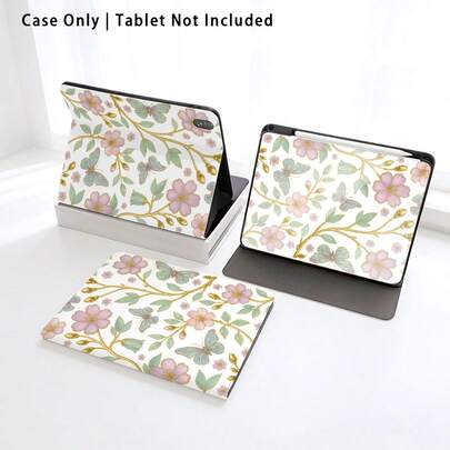 1个翻盖式桌面保护套，带笔槽，蝴蝶花朵图案，兼容华为Matepad SE 11英寸/Matepad Pro 11英寸/Matepad 11.5英寸 2026等，荣耀平板8/9/10，荣耀GT 11.5英寸/X7/X8A/X9/X8Pro/X9Pro/X10 PRO/V9/V8 Pro等，三星S11/A11/A11+等，苹果等，具备自动休眠/唤醒功能，适合开学季、情人节等场合。