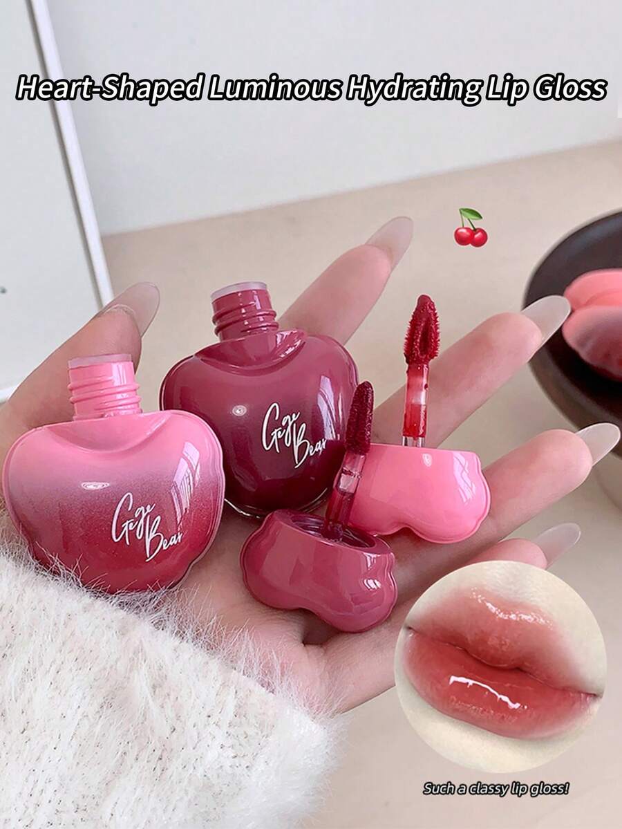 Gege Bear 1pc Moisturizing Glossy Lip Gloss, Hydrating & Long-Lasting, Everyday Versatile Lip Tint To Enhance Complexion - 彩色 - 查看 1