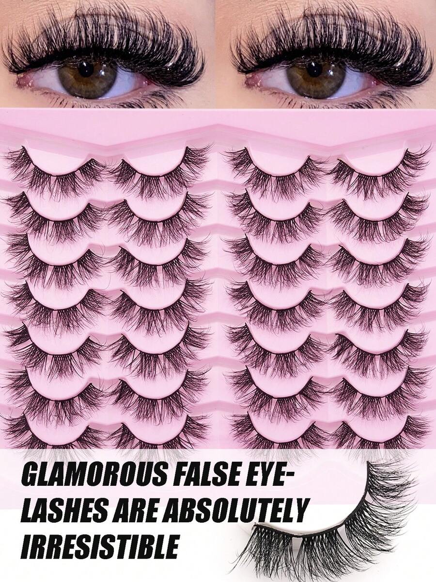 14对装超值假睫毛，猫眼款，自然款，3D立体，蓬松轻盈，自然浓密，柔软可重复使用，新手友好，适合日常、派对、约会等场合。 - 自然纖長款 - 查看 1