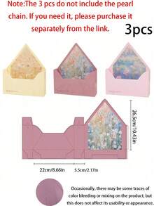 3pcs Elegant Envelope Flower Gift Boxes (Pearl Chain Not Included) With Heart-Shaped Card Design - Ideal For Valentine's Day, Wedding, Mother's Day/Graduation/Teacher's Day Gifts - DIY Floral Basket Preservation, Reusable Container, Lightweight Keepsake Box, Romantic Gift Set, Wedding Storage Bag, And Sentimental Shopping Essential, Baking Gift Box - Multicolor - View 6