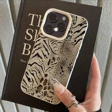 1pc TPU Material Elegant Leopard Print Patchwork Pattern Phone Case Compatible With IPhone 17 Pro Max/17/16 Pro Max/15/13/12/11, S20 FE/A15/S24/A55, Note 11/Note 12/Note 13 Pro, Full Coverage Anti-Fall Soft Protective Phone Case - White - View 1