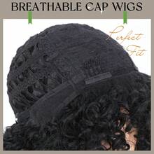 Afro Curly Wig With Bangs 12 Inches Synthetic Afro Wig For Women About Heat Resistant Black Short Kinky Curly Wigs For Daily Party - Multicolor - View 4
