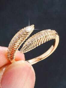 1 chiếc nhẫn lông vũ tinh tế, thiết kế độc đáo, nhẫn hở đính pha lê sang trọng, nhẫn đeo tay thanh lịch đa năng. - Vòng mở - Xem 8