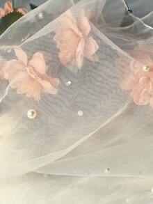 女士短款薄纱披肩一件，适合新娘婚礼、派对、摄影、日常穿着，附赠胸针。 - 彩色 - 查看 5
