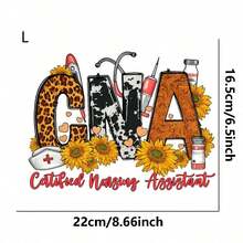 1pc/2pcs/3pcs CNA Letter Sunflower Pattern Heat Transfer Stickers, Suitable For DIY T-Shirt, Jeans, Pillow, Backpack, Hat And Sofa Cover, Waterproof, Fade-Resistant, Washable Plastic Stickers, Fun Pattern, Fabric Decoration, Clothing Embellishment, Craft Hobby - L - View 8