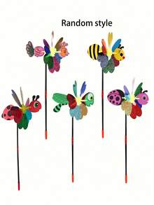 Set de 4 piezas - Molinillo de viento de plástico con diseños de dibujos animados 3D con lentejuelas coloridas de insecto, abeja y libélula, repelente de plagas reflectante, ahuyenta pájaros, decoración para jardín y patio exterior - insecto - Ver 10