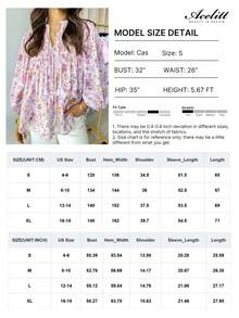 Acelitt Autumn Pink Floral Print Tassel Tie V-Neck Petal Sleeve Crop Top - Mauve Purple - View 2