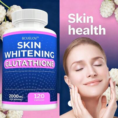  Bcuelov Whitening Glutathione Supplement - Contains Ingredients Like Licorice And Turmeric - Whitens And Brightens Skin Tone - 120 Capsules