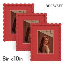 1pc/3pcs Wavy Design Photo Frame For Wall & Tabletop Decoration, Artistic Creative Home Decor With Multi-Color Waves - 7 Standard Sizes 4x4in, 4x6in, 5x7in, 6x6in, 8x8in, 8x10in, 11x14in - Modern Stylish Interior Accent, Fun Picture Frames, Scalloped Picture Frame- Graduation Wedding Gift (Random Photo Paper) - 波浪形 - 查看 38