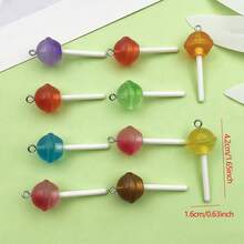 10个树脂棒棒糖吊坠，可爱糖果星星爱心棒棒糖吊坠，可爱钥匙扣吊坠，适用于DIY手链、项链、耳环等首饰制作 - 彩色 - 查看 6