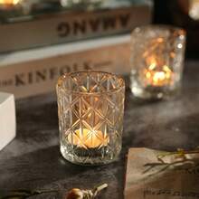 24/36/48 Piece Set Of Transparent Glass Candle Holders, Tree Branch Pattern Glitter Tea Light Candle Holders, Suitable For Table Centerpieces, Home Use, Valentine's Day, Pre-Wedding Parties, Birthdays, Christmas, Thanksgiving Party Table Decorations - 無色 - 查看 7