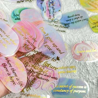 50张柔光烫金贴纸，新款DIY装饰贴纸，卡通贴纸，适用于装饰手机壳、水瓶、笔记本电脑、行李箱等物品。