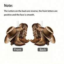 1-Piece Flat Acrylic Cowboy Hat & Boots Car Pendant - Intricate Aesthetic Interior Design, Western-Themed Car Hanging Ornament - 1pc - View 3
