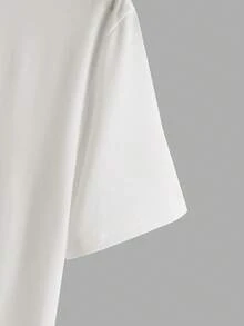 Disney Mickey Mouse Streetwear Style Set: Unisex Loose White Short Sleeve T-Shirt + Black M-Logo Print Shorts, This Casual 2-Piece Set Is An Excellent Disney Gift - Black and White - View 5