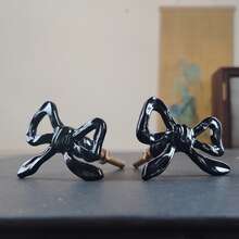Dark Sweet Girl Exclusive! Black Glossy Bow Pull Handle, Drawer/Jewelry Box Remodeling Atmosphere Handle - A - View 3