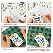 50pcs "Thank You" Gift Tags With Hemp Rope - Cut Train Design, Perfect For Gift Wrapping, Party Decorations, And Appreciation Notes, Train Enthusiast Gifts, Railway Gift Tag, Christmas Birthday Gift Tag - Multicolor - View 5