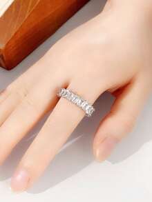 1 Buah Cincin Zirkonia Kubik Cantik untuk Wanita, Hadiah Hari Valentine, Perhiasan Pesta Ulang Tahun Pernikahan - Perak - View 9