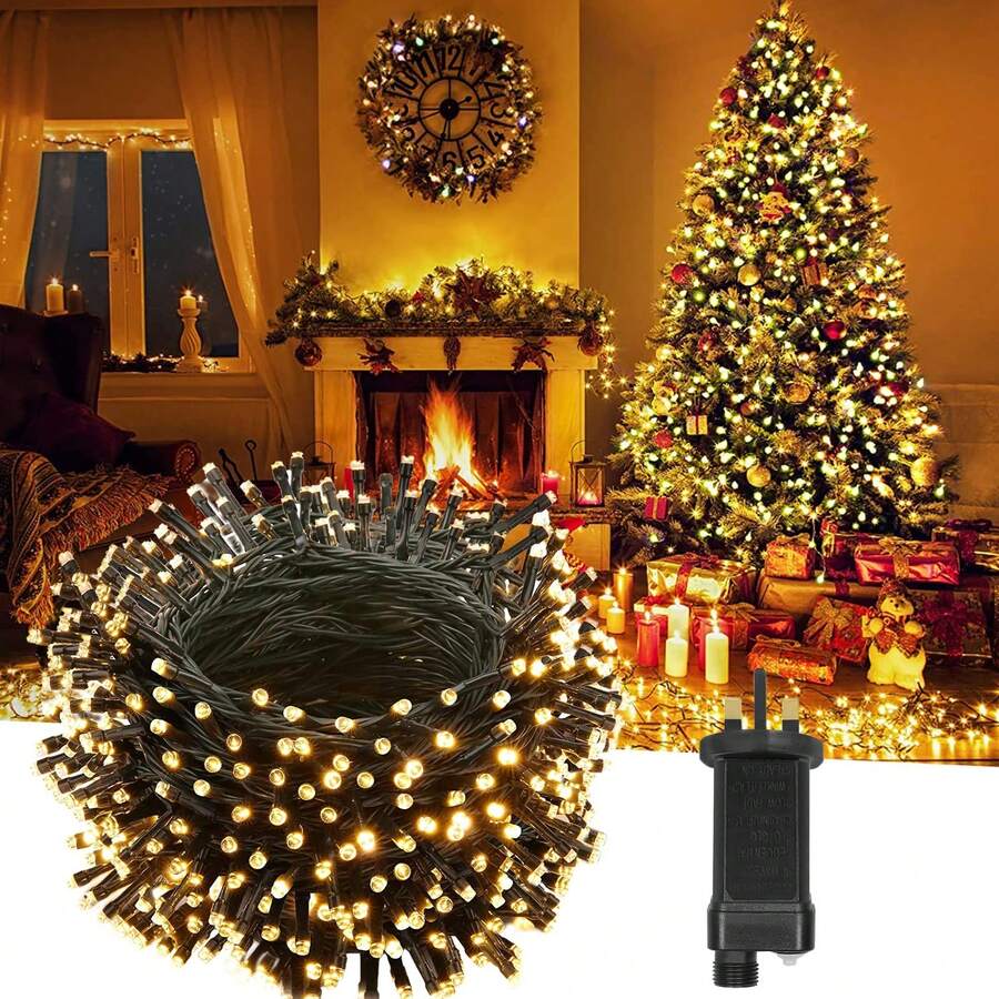 SAILUN LED Fairy String Lights 30m 300 LED Christmas Tree Light Fairy Lights Plug-In Waterproof 8 Modes Xmas String Lights Waterproof DIY Parties Halloween Decor (Warm White) - UK Plug(220-240V) - View 1