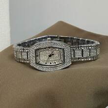 1件女士高档全镶钻奢华防水石英表，派对 - 銀色 - 查看 4