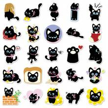 50 pegatinas de gato negro de dibujos animados, adecuadas para scrapbooking, diarios, portátiles, botellas de agua, coches, etc. Diseño basado en la fe con mensajes positivos, gran regalo - Multicolor - Ver 10