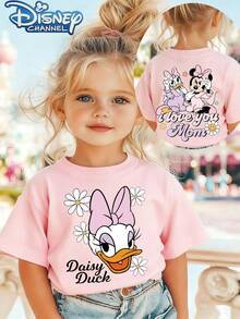 Daisy Duck And Minnie Mouse One Cute Disney Fresh And Fashionable Round Neck T Shirt For Girls Made Of 100 Cotton Is An Ideal Choice For Daily Wear Vacation Leisure Outdoor Exploration School Life And Shopping Trips It Is A Must Have Item For Summer It Is Also An Excellent Gift For The Same Boy And Girl Every Child Deserves One - 粉色 - 查看 1
