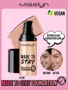 Misslyn 1件裝 Made To Stay 防水底妝，高遮瑕乳霜底妝，長效持妝防暈染，滋養奶油質地均勻膚色，適合日常穿搭、派對與Y2K造型，品牌美妝化妝品 - #128 - 查看 2
