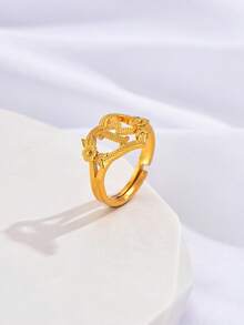 Fashionable Delicate Niche Hollow Rose Design Luxury 26 English Letter Ring, Versatile Daily Wear Jewelry For Women - SJZ-112 Single Color Flower - View 9