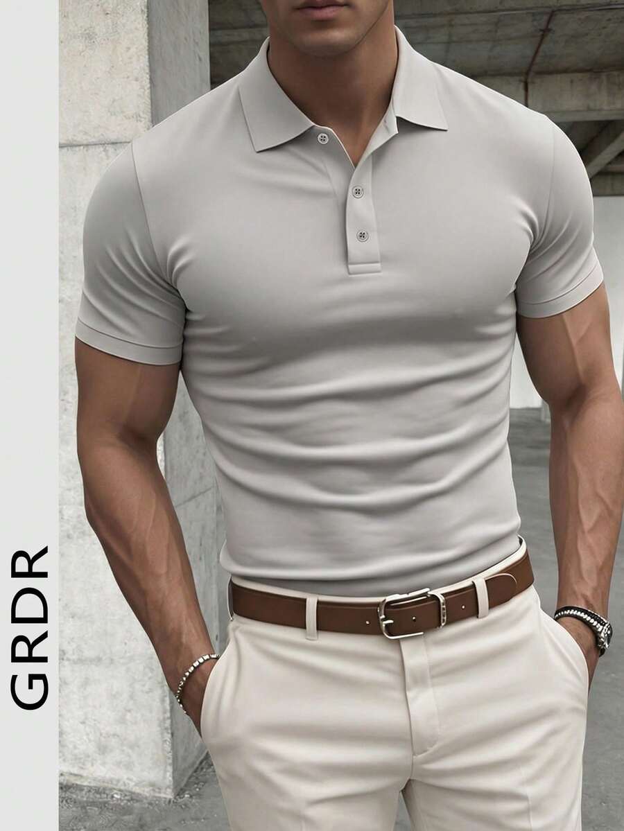 GRDR Men's Casual Solid Color Short Sleeve POLO Shirt, Summer