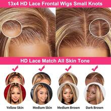 13x6 13x4 Bone Straight Lace Front Wig Pre Plucked Bye Bye Knots 200 Density Wig Natural Hairline Heat Resistant Human Frontal Hair Replacement Blended Hair Wigs For Women 26 Inch Long Highlight 4/27 Wig Daily Use - S4/27 - View 5