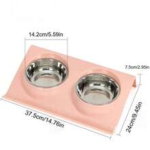 Anti-Spill Pet Double Bowl - Stainless Steel Cat Dog Food Water Bowl Set With Non-Slip Base, Raised Design To Prevent Spilling And Overturning, Pet Feeding Dish - 500ml - View 10