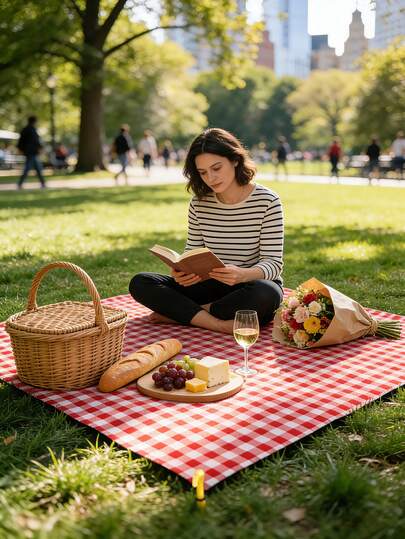 1pc Waterproof Red Plaid Beach Mat, Red Plaid Picnic Blanket, Extra Large Waterproof Beach Blanket, Foldable Waterproof Pocket Beach Blanket, Portable Lightweight Picnic Beach Mat, Quick Dry Outdoor Picnic Blanket, Durable Waterproof Anti-Sand Beach Blanket, Anti-Sand Portable Outdoor Blanket, Ideal For Picnics, Travel, Camping And Hiking, Allowing You To Enjoy The Beach Easily And Avoid Dirt And Mess.
