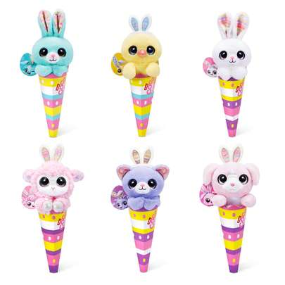  ZURU 出品的 Coco Cones 情人节毛绒玩具，可爱又柔软，蜷缩在色彩缤纷的圆锥形包装中，是一款完美的情人节收藏玩具（随机发货）