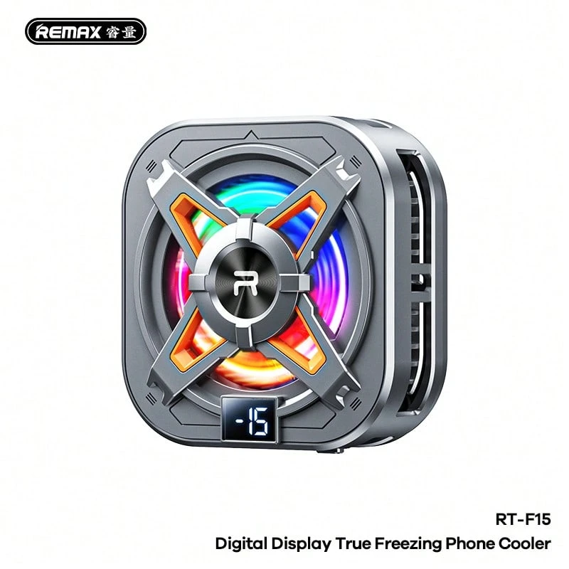 REMAX RT-F15 Magnetic Digital Display Phone Cooler, Semiconductor Cooling, Universal For Gaming/Live Streaming/Video Viewing - Black - View 1