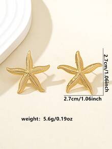 1 Pair Fashionable Sexy Versatile Gold Starfish Earrings For Women - Yellow Gold - View 3