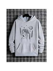 Moletom Canguru Unissex Abduzido Alien Et Rave Treino Agasalho Casaco Blusa De Frio - Cinza - Visão 1