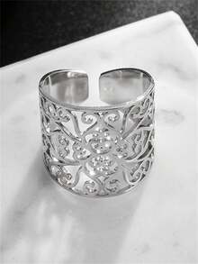 1PC Exquisite Bohemian Stainless Steel Floral Texture Romantic Party Jewelry Gift For Men And Women Polishing Couple Accessories - Fashion - View 11