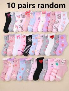 20 pares de calcetines para niñas, colores surtidos y patrones únicos y lindos que incluyen corazones, lazos, conejos, flores, suaves y transpirables para uso diario, regalos para fiestas y festividades, entrega de color y estilo aleatorios - Multicolor - Ver 11