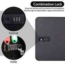 Combination Key  - Wall Mounted Key Box 48-Key Steel Key Cabinet - Key Lock Box Outdoor With Code And 50 Key Tags Key Outside Large Black - Black - View 3