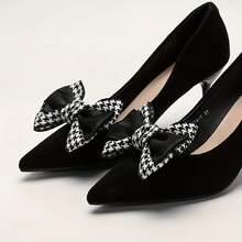 1 Pair Fashionable Black Houndstooth Pattern Detachable Shoe Clips, Suitable For Wedding, Party, High Heels - Multicolor - View 3