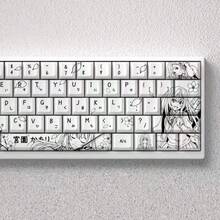 Teclas Kaori - Teclas lindas con contorno de cereza - 73 teclas - Material PBT tintado por sublimación de 5 lados - Adecuado para teclados mecánicos de 60/65/68 - Altura estándar - Estilo minimalista - Diseño de arte lineal - Tema Kaori Miyazono - Ver 6