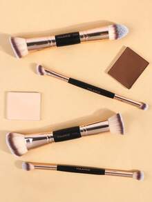 MAANGE 1/5件套亲肤合成纤维化妆刷套装，耐用多功能，包含粉底刷、面部刷、散粉刷、腮红刷、遮瑕刷、修容刷、鼻刷、高光刷、眼影刷、眉刷、细节刷，适用于液体、膏状和粉状产品，可用于晕染、抛光等，是理想的化妆工具礼品。 - 彩色 - 查看 3