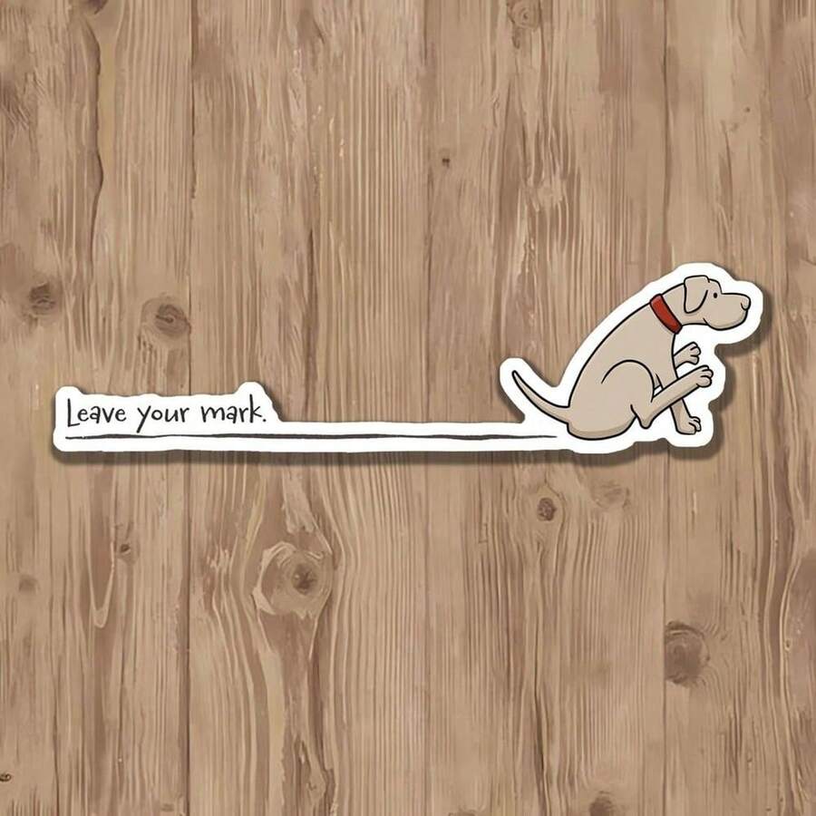 1pc 'leave Your Mark' Puppy Doodle Sticker - Ideal For Office Stickers - Humorous And Fun Mini Tool Utility Sticker - Waterproof And Windproof Sticker Vinyl Sticker - You Can Leave Your Mark On The Top Of The Horizontal Line - Suitable For Sticking On Notebooks, Mugs, Mobile Phone Cases, Or Wherever You Want - Bring A Piece Of Fun Into Your Life With A Mini Sticker!,School Supplies,Back To School - A - View 1