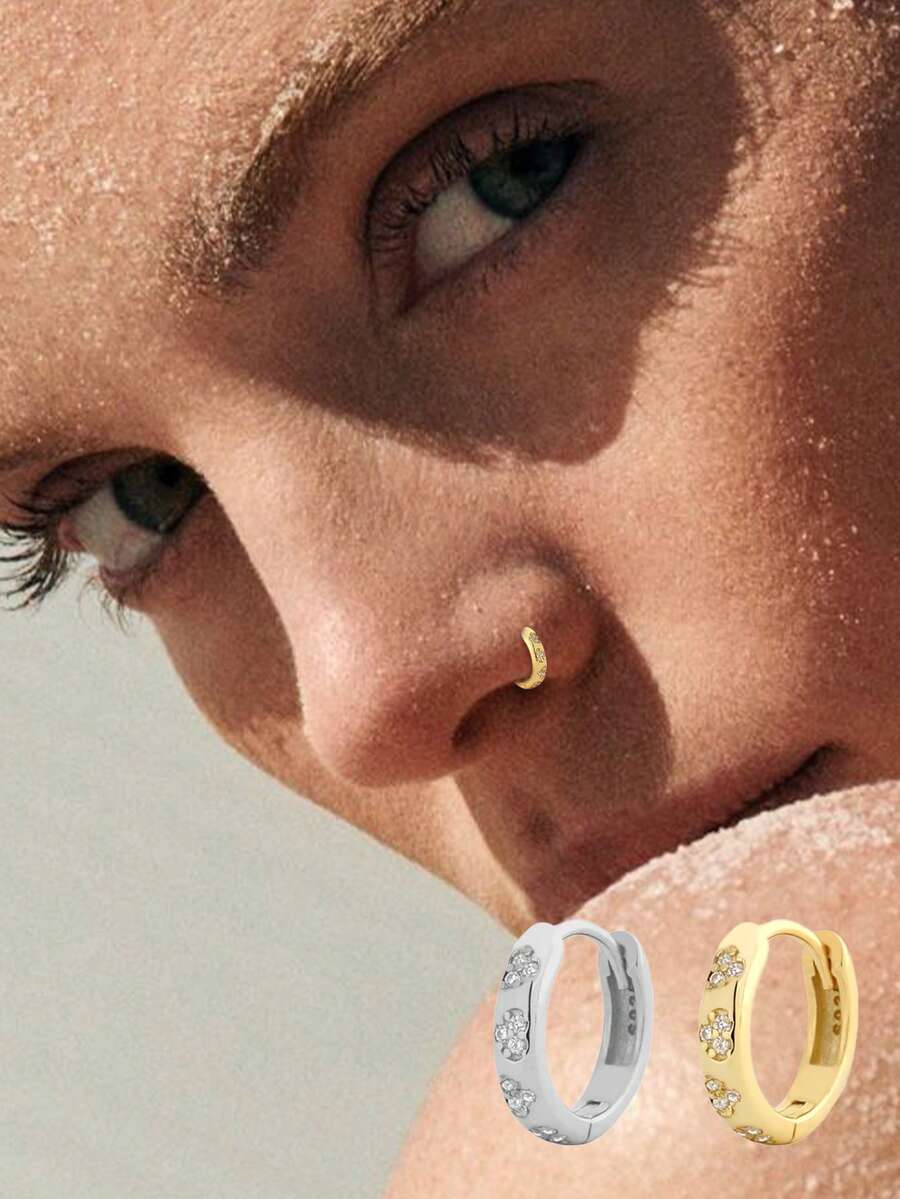 1pc S925 Sterling Silver Nose Ring, Luxury Zirconia Nose/Ear Ring, Party Jewelry Gift For Women, High-End Jewelry - Single - View 1