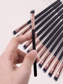 12支装精细斜角眼线刷、眉刷、镰刀形细扁斜角化妆刷、美妆工具、眉刷、眼影刷、螺旋刷、螺旋刷 - 黑色 - 查看 6