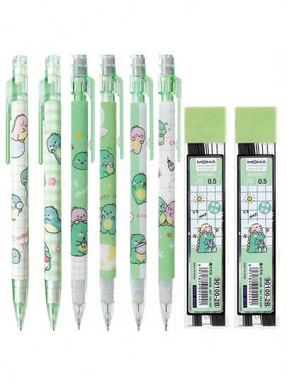 自动铅笔+替换笔芯，多种套装可选，自动铅笔套装，0.5mm铅笔，书写、绘画、素描、卡通等学习用品，连续出芯，高品质自动铅笔，按压式免削铅笔，绘画书写自动铅笔（图案随机）