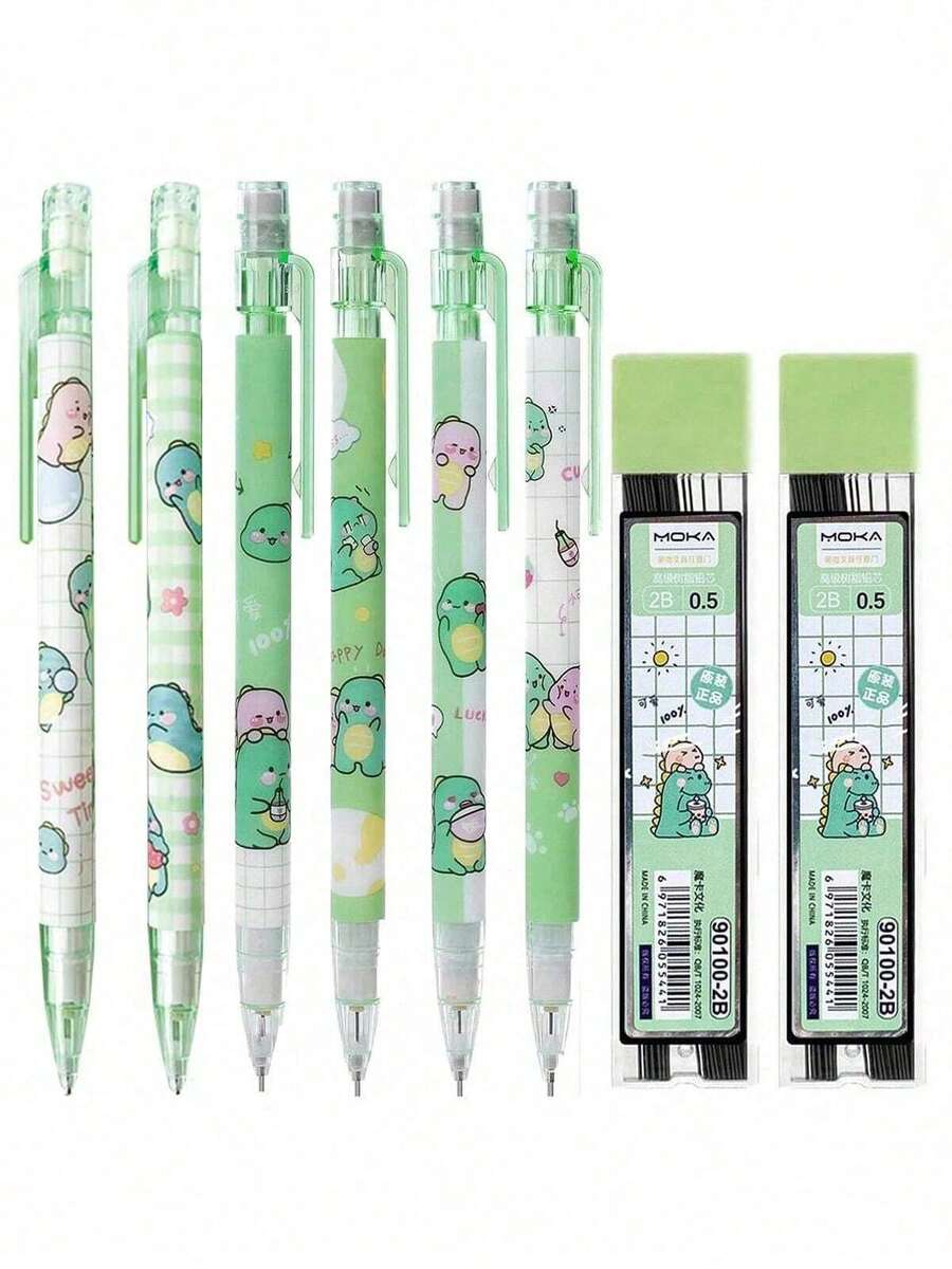 Mechanical Pencil + Refill Lead, Multiple Sets Available, Mechanical Pencil Set, 0.5mm Pencil, School Supplies For Writing, Drawing, Sketching, Cartoon, Continuous Lead, High-Quality Automatic Pencil, Push-Button No-Sharpening Pencil, Drawing & Writing Mechanical Pencil (Random Pattern) - Mechanical Pencil Set - View 1