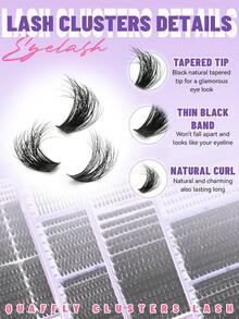 1274Pcs D Curl QUAFFLY Mega Volume Lash Clusters Kit DIY Eyelash Extensions With Bottom Lashes & Spikes, Include Lash Bond&Seal Remover Tweezers Mixed Lengths Individual Lashes Kit - Black - View 9