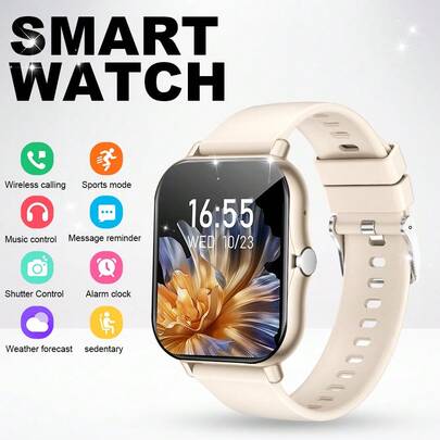 Full Touch Smart Watch: Supports Wireless Calling, Pedometer, Music Control, Games And Fitness Functions, Compatible With Android/IOS Phones, Suitable For Both Men And Women. Equipped With 180mAh Battery, An Ideal Gift Choice For New Year, Valentine's Day, Easter, Mother's Day, Father's Day, Halloween, Thanksgiving And Christmas.